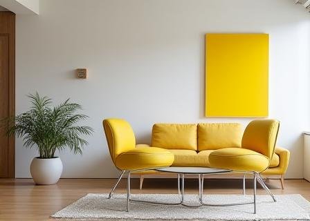 Minimalist desk setup with bold geometric shapes