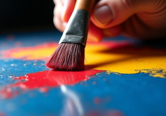 Art-based therapy session with primary colors